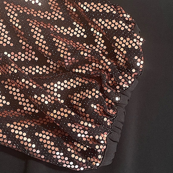🎁SALE🎁ANTTHONY ORIGINALS BLACK AND COPPER SEQUINED BLOUSE SZ 2X - Picture 6 of 10